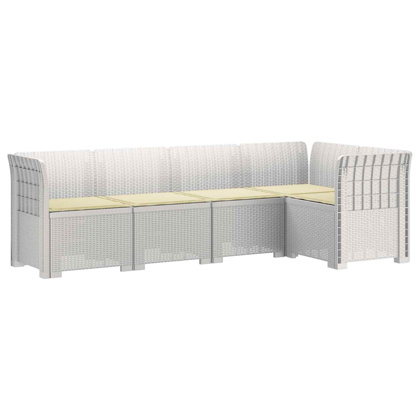 5-Zits Tuin Sofa met Kussens Rattan Look PP Wit is nu te koop bij PeponiXL, paradijselijk wonen!