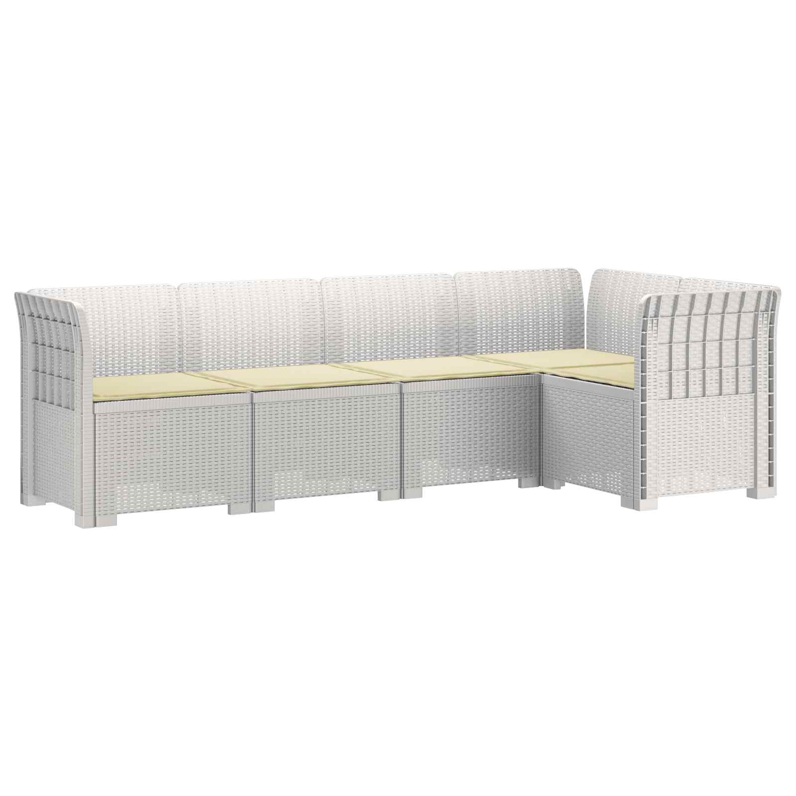 5-Zits Tuin Sofa met Kussens Rattan Look PP Wit is nu te koop bij PeponiXL, paradijselijk wonen!
