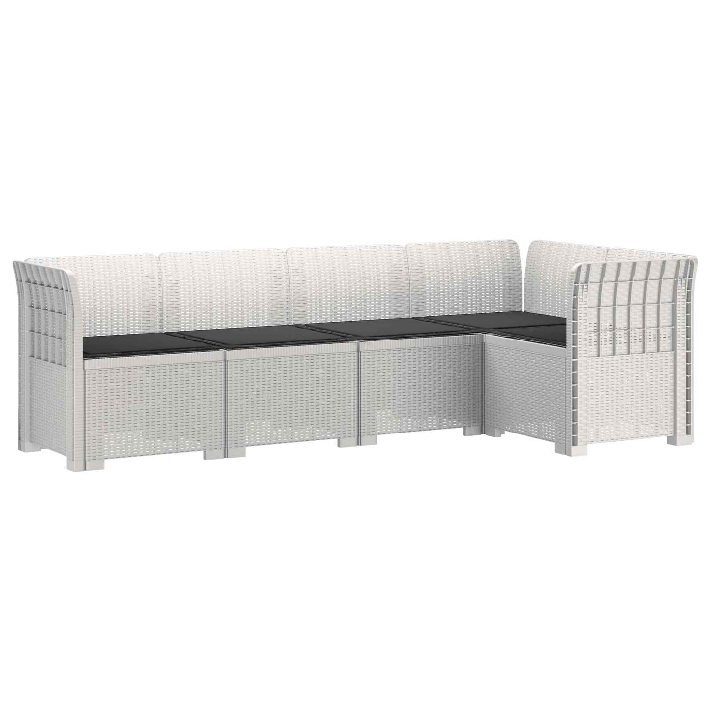 5-Zits Tuin Sofa met Kussens Rattan Look PP Wit is nu te koop bij PeponiXL, paradijselijk wonen!
