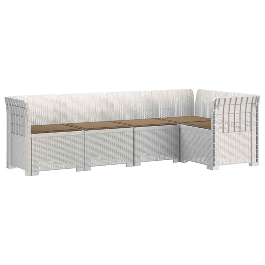 5-Zits Tuin Sofa met Kussens Rattan Look PP Wit is nu te koop bij PeponiXL, paradijselijk wonen!