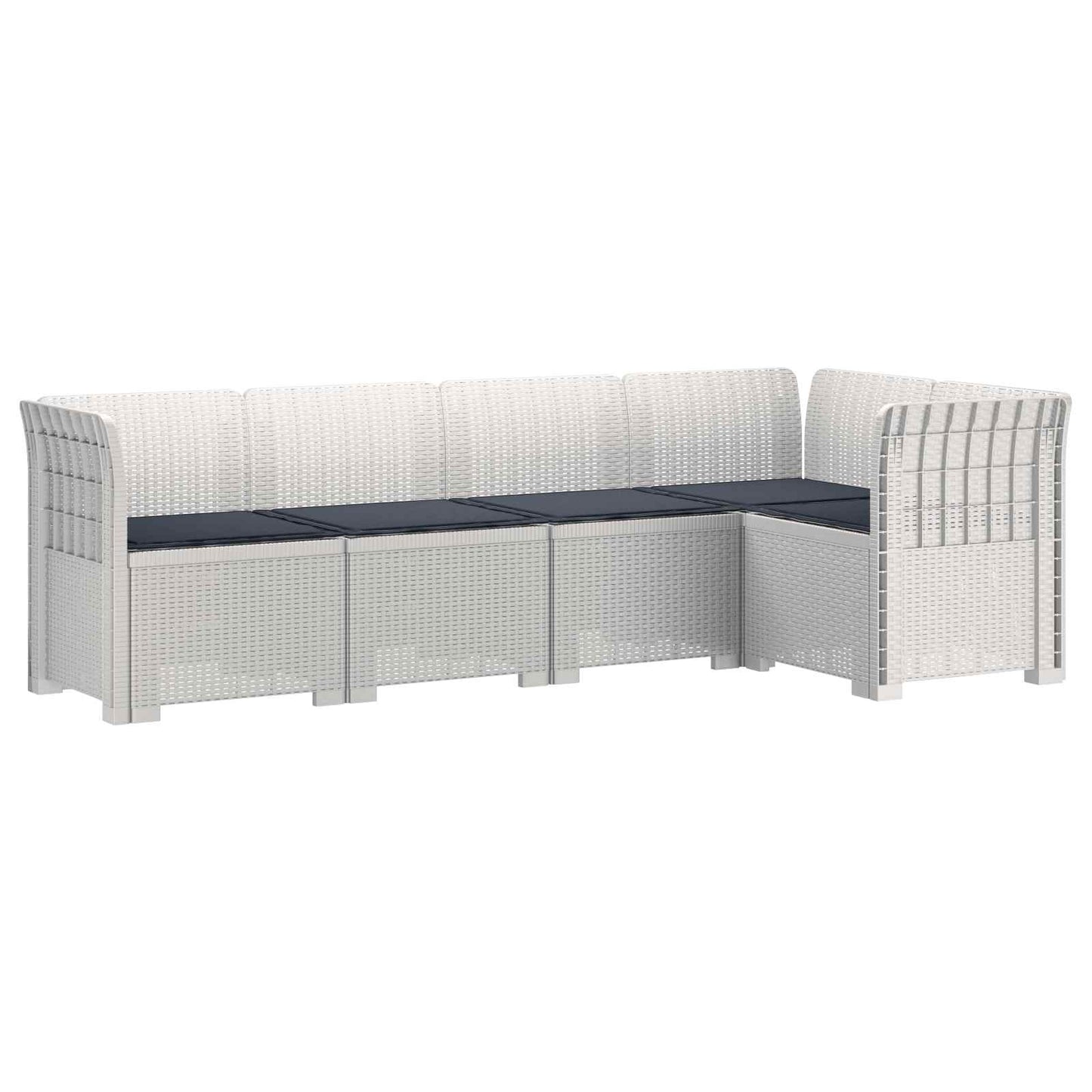 5-Zits Tuin Sofa met Kussens Rattan Look PP Wit is nu te koop bij PeponiXL, paradijselijk wonen!