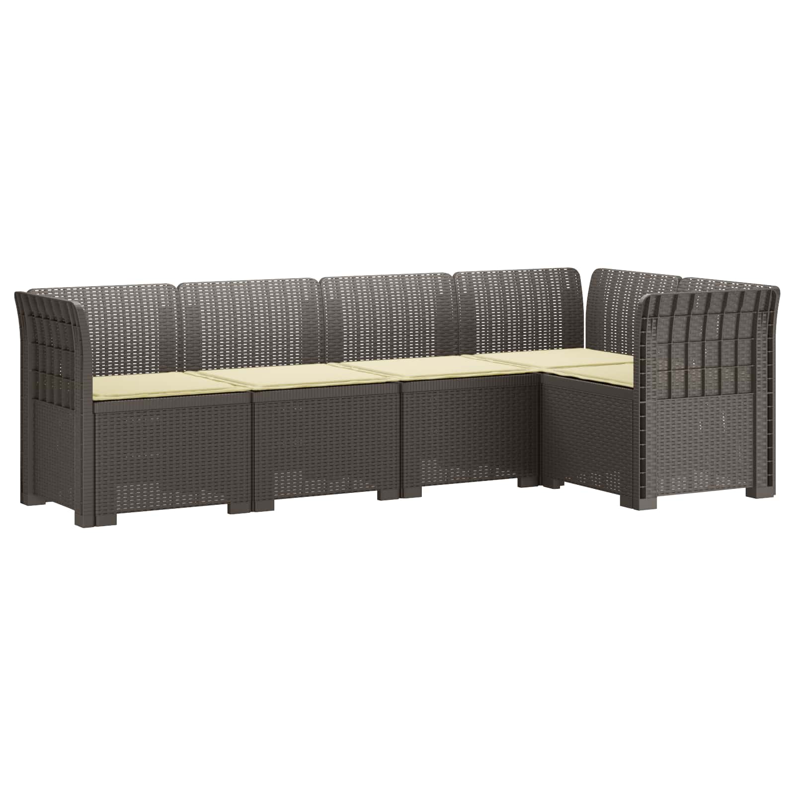 5-Zits Tuin Sofa met Kussens Rattan Look PP Lichtgrijs is nu te koop bij PeponiXL, paradijselijk wonen!