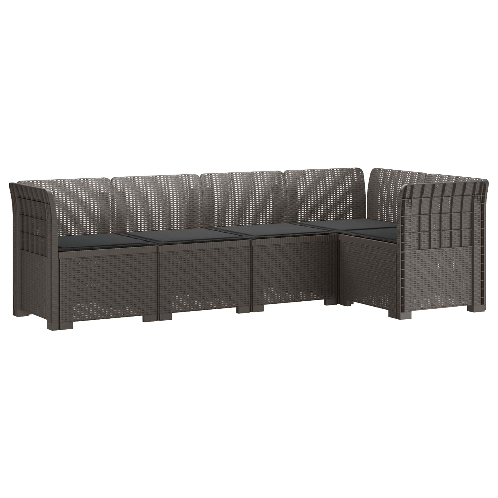 5-Zits Tuin Sofa met Kussens Rattan Look PP Lichtgrijs is nu te koop bij PeponiXL, paradijselijk wonen!