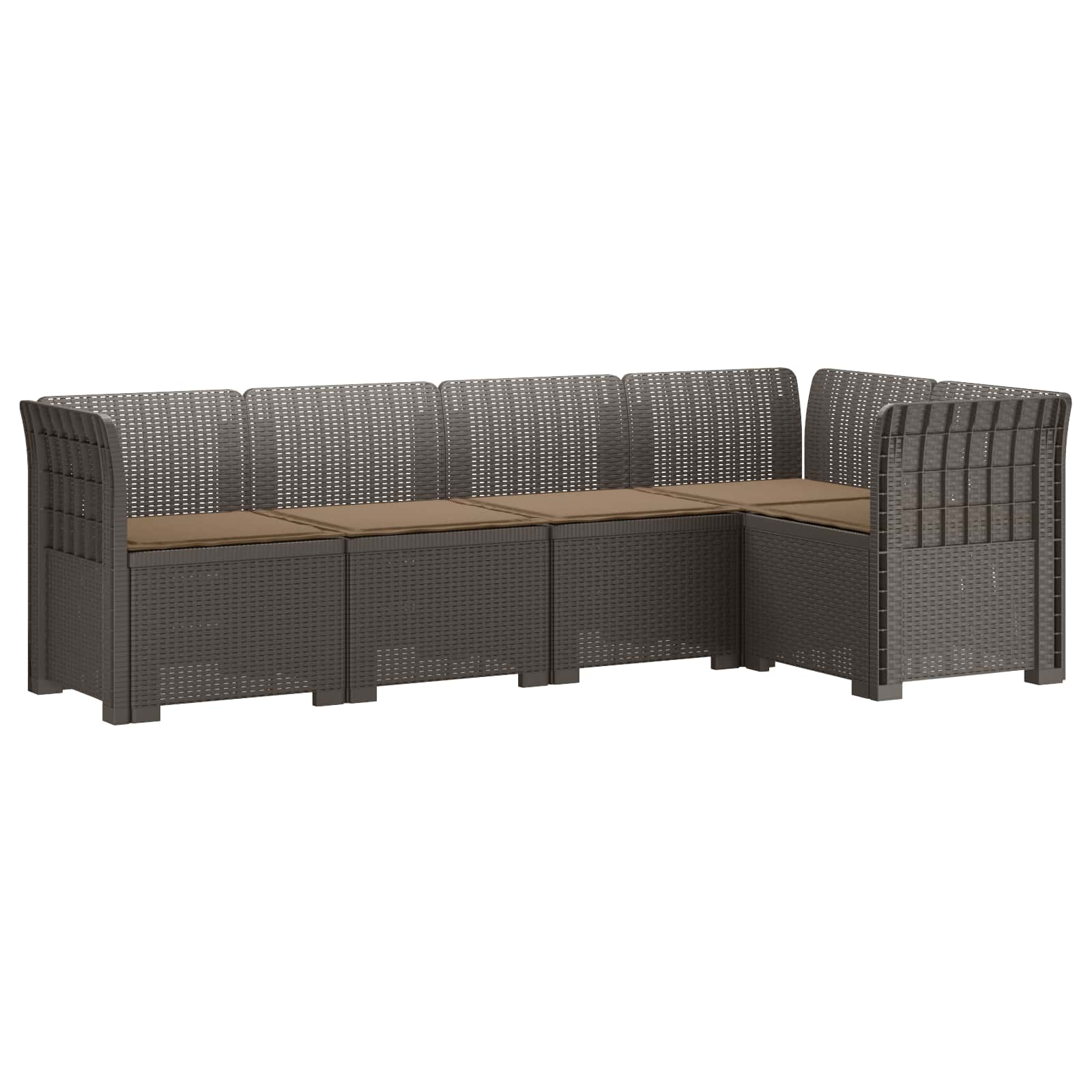 5-Zits Tuin Sofa met Kussens Rattan Look PP Lichtgrijs is nu te koop bij PeponiXL, paradijselijk wonen!