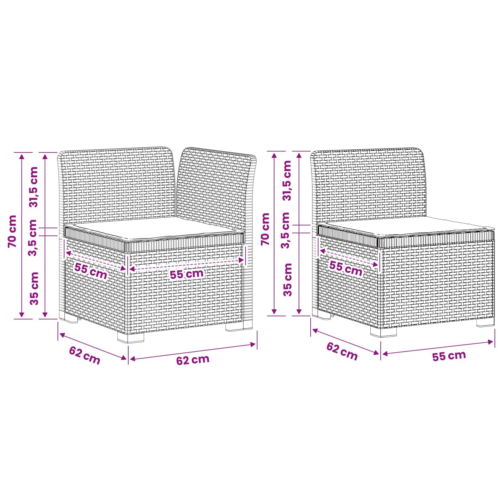 5-Zits Tuin Sofa met Kussens Rattan Look PP Lichtgrijs is nu te koop bij PeponiXL, paradijselijk wonen!