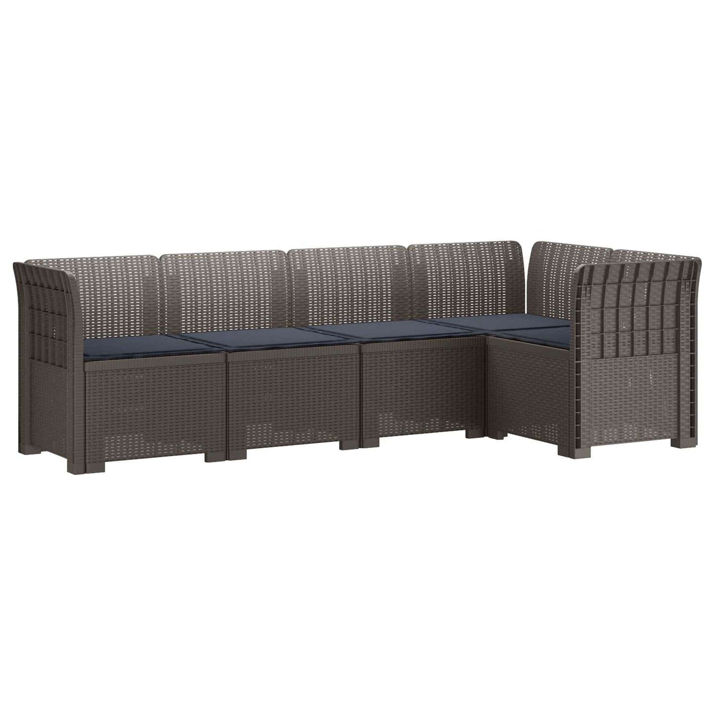 5-Zits Tuin Sofa met Kussens Rattan Look PP Lichtgrijs is nu te koop bij PeponiXL, paradijselijk wonen!