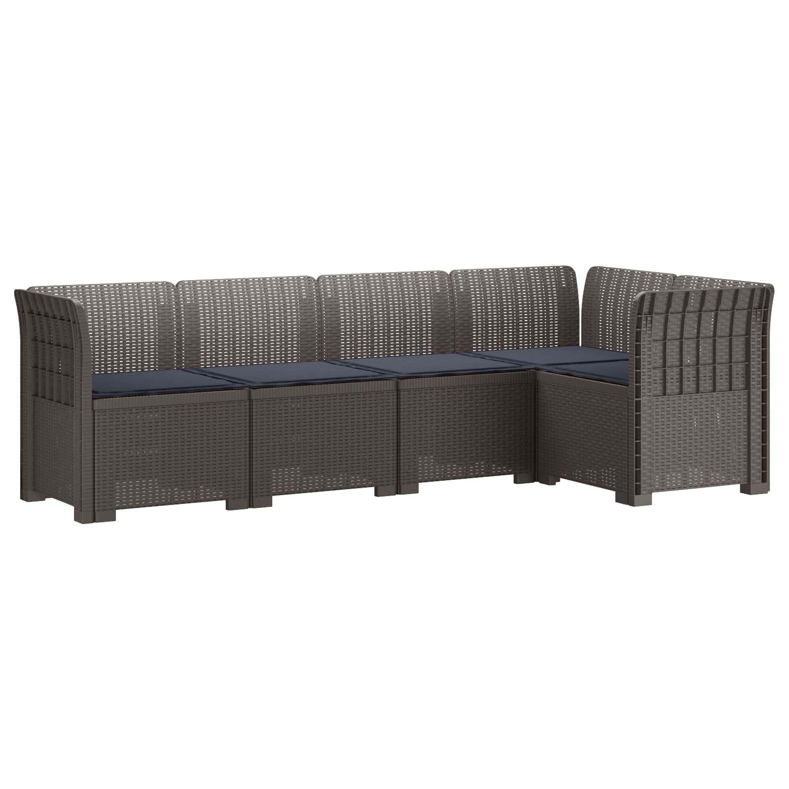 5-Zits Tuin Sofa met Kussens Rattan Look PP Lichtgrijs is nu te koop bij PeponiXL, paradijselijk wonen!