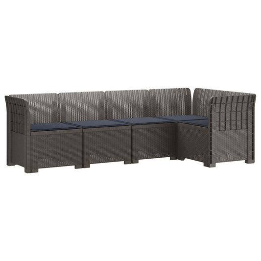 5-Zits Tuin Sofa met Kussens Rattan Look PP Lichtgrijs is nu te koop bij PeponiXL, paradijselijk wonen!