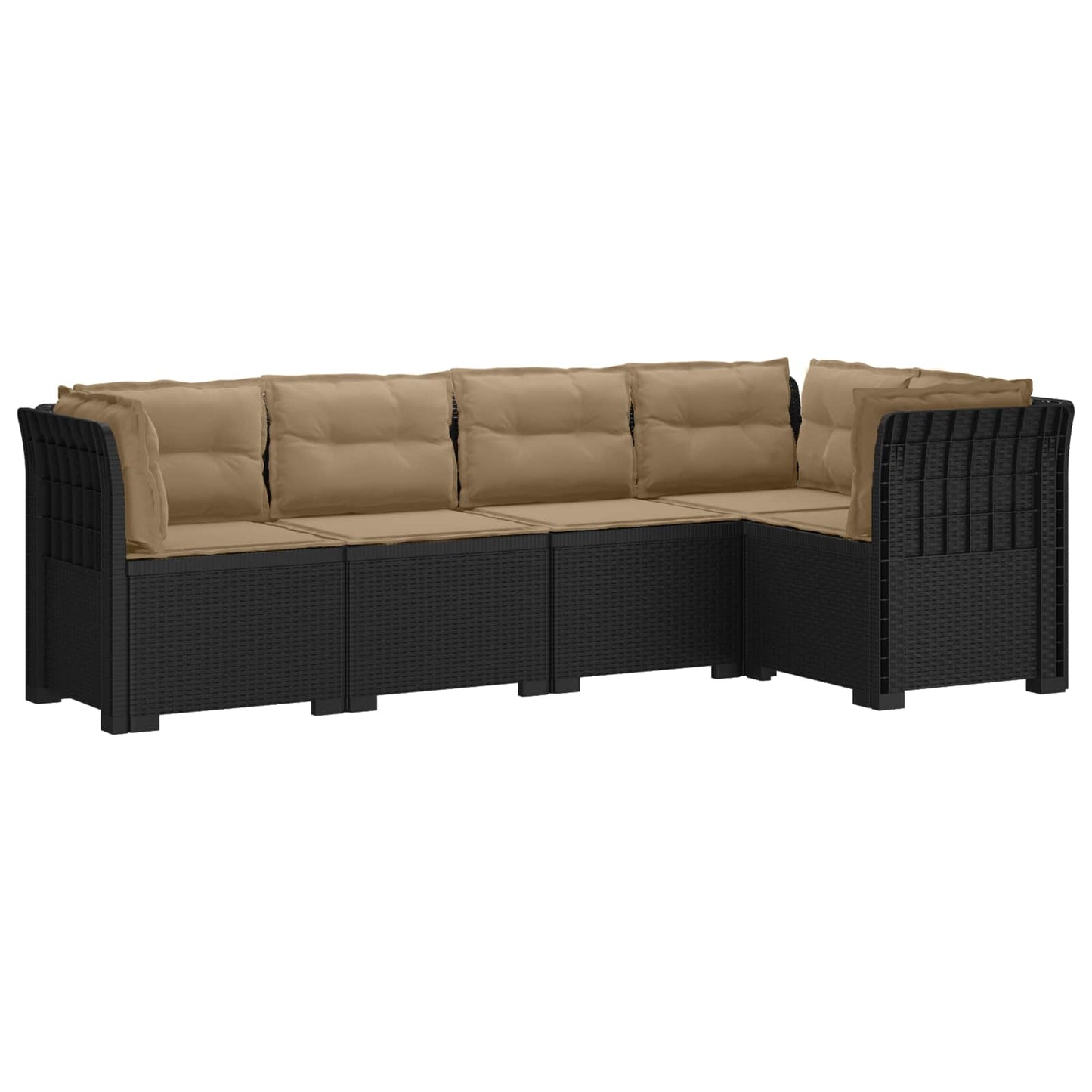 5-Zits Tuin Sofa met Kussens Rattan Look PP Antraciet is nu te koop bij PeponiXL, paradijselijk wonen!