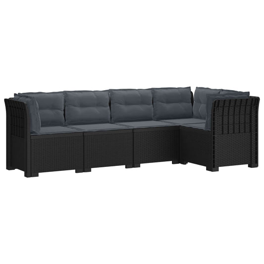 5-Zits Tuin Sofa met Kussens Rattan Look PP Antraciet is nu te koop bij PeponiXL, paradijselijk wonen!