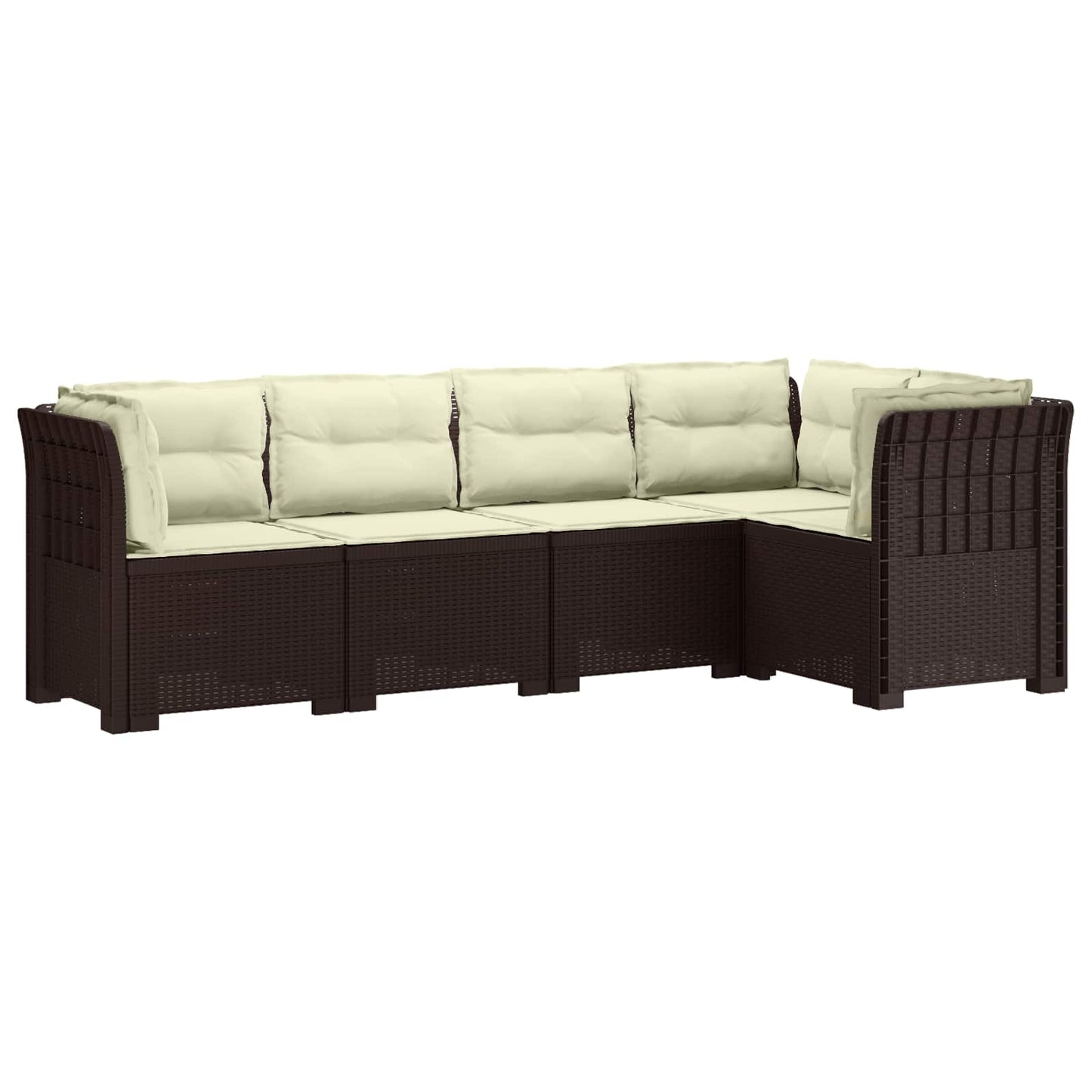 5-Zits Tuin Sofa met Kussens Rattan Look PP Bruin is nu te koop bij PeponiXL, paradijselijk wonen!