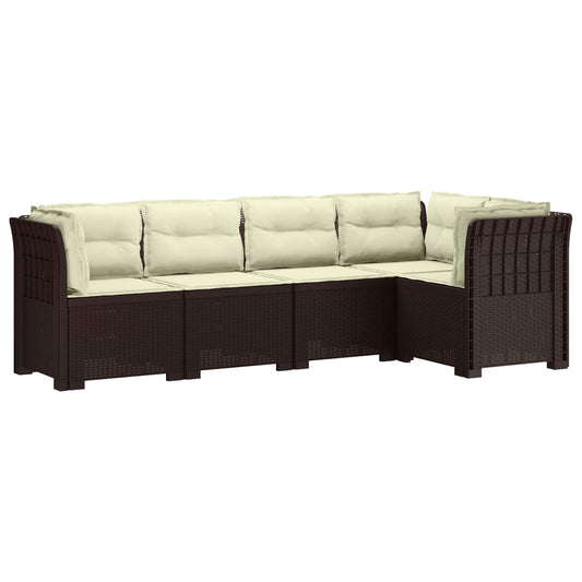 5-Zits Tuin Sofa met Kussens Rattan Look PP Bruin is nu te koop bij PeponiXL, paradijselijk wonen!