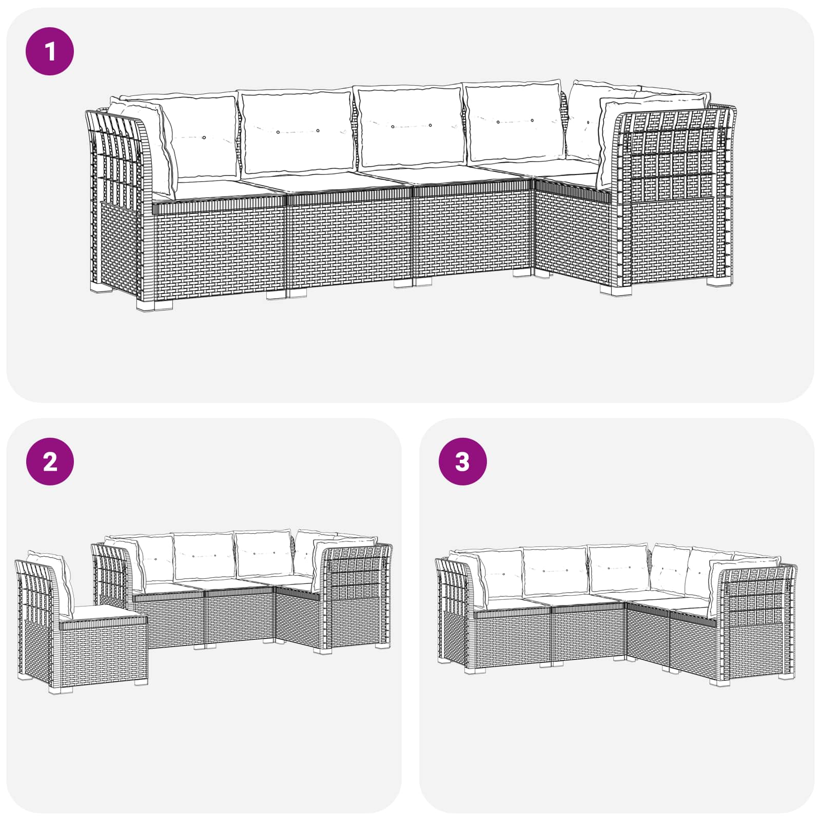 5-Zits Tuin Sofa met Kussens Rattan Look PP Bruin is nu te koop bij PeponiXL, paradijselijk wonen!