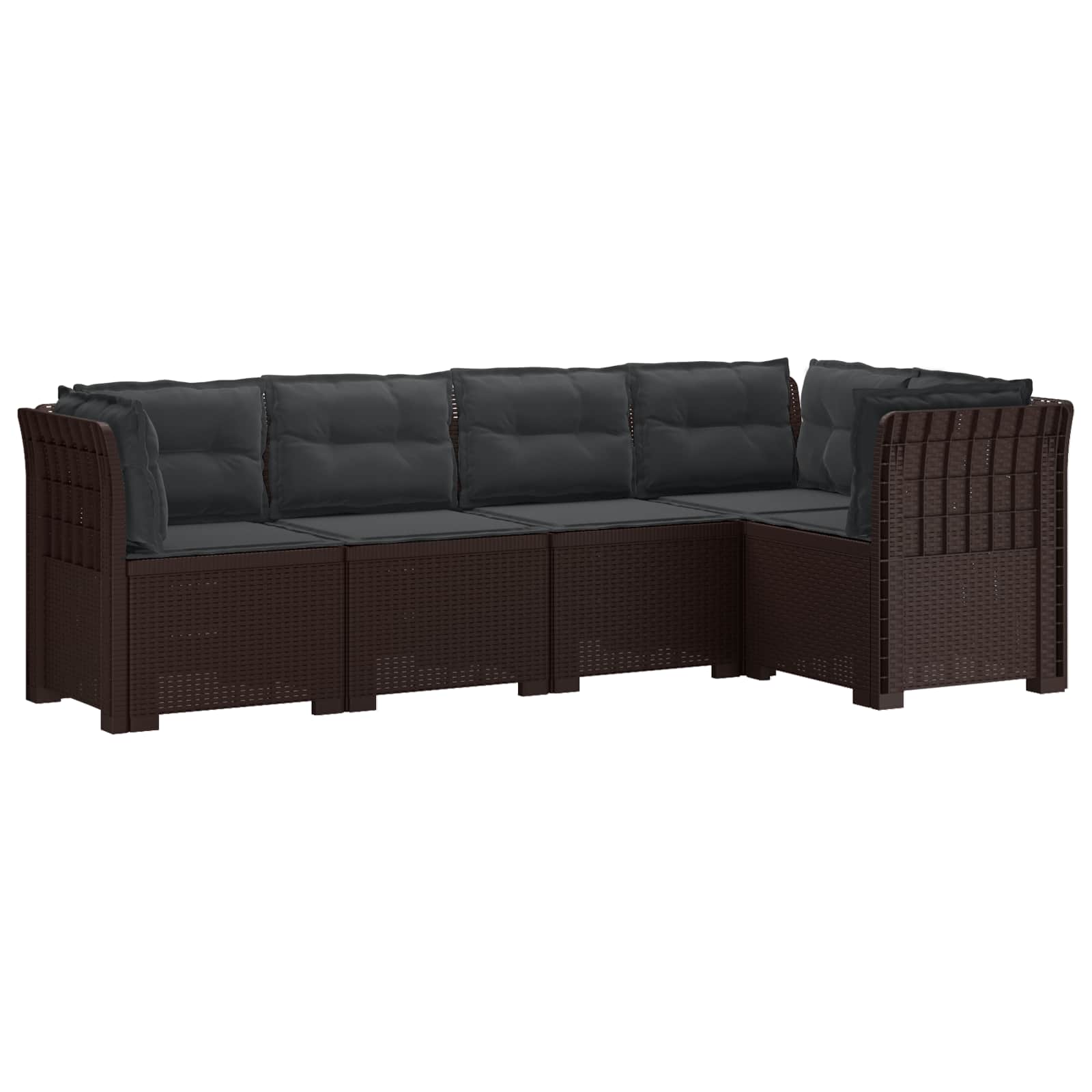 5-Zits Tuin Sofa met Kussens Rattan Look PP Bruin is nu te koop bij PeponiXL, paradijselijk wonen!