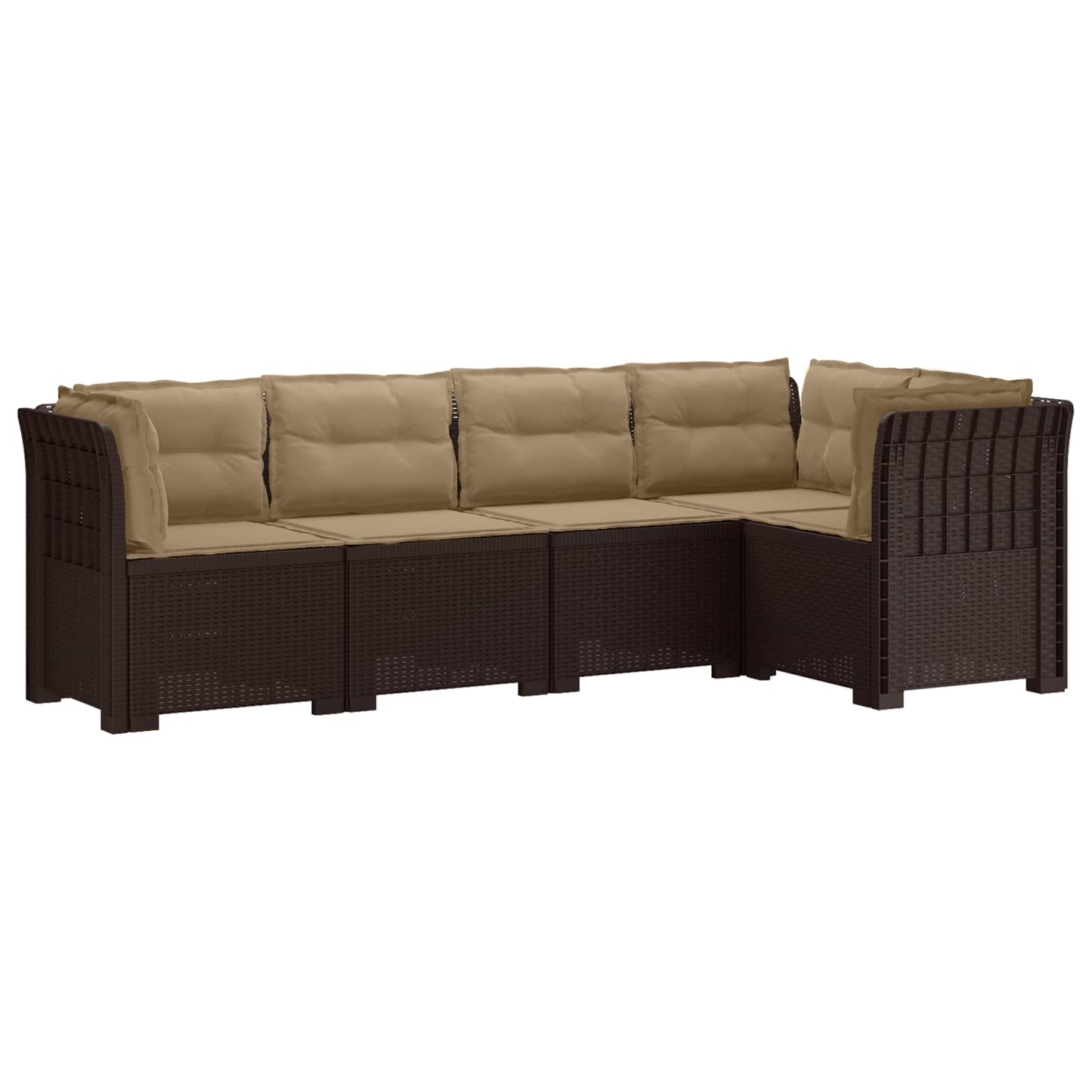 5-Zits Tuin Sofa met Kussens Rattan Look PP Bruin is nu te koop bij PeponiXL, paradijselijk wonen!