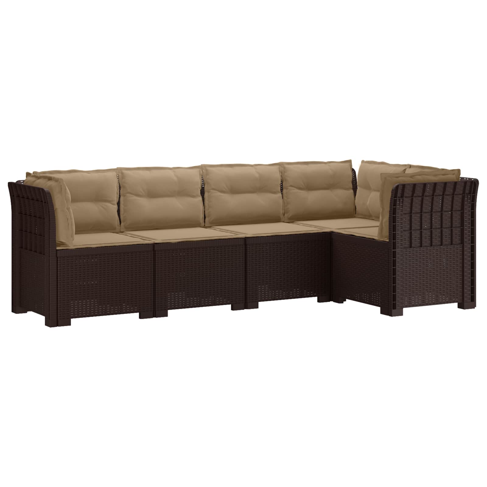 5-Zits Tuin Sofa met Kussens Rattan Look PP Bruin is nu te koop bij PeponiXL, paradijselijk wonen!