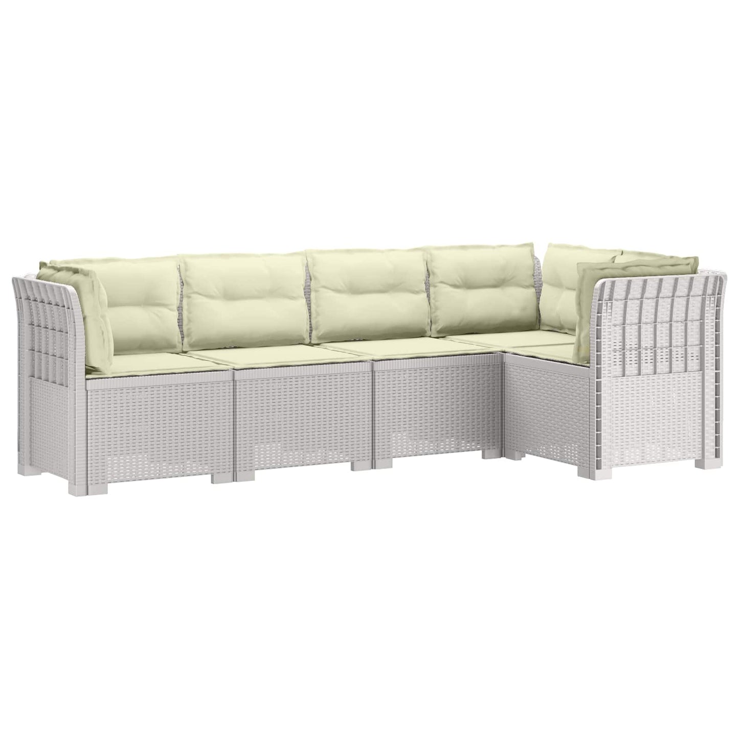 5-Zits Tuin Sofa met Kussens Rattan Look PP Wit is nu te koop bij PeponiXL, paradijselijk wonen!