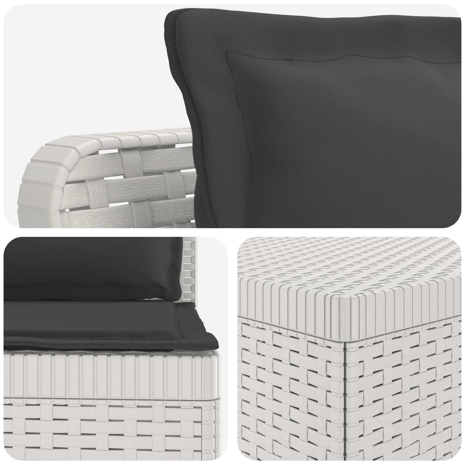 5-Zits Tuin Sofa met Kussens Rattan Look PP Wit is nu te koop bij PeponiXL, paradijselijk wonen!