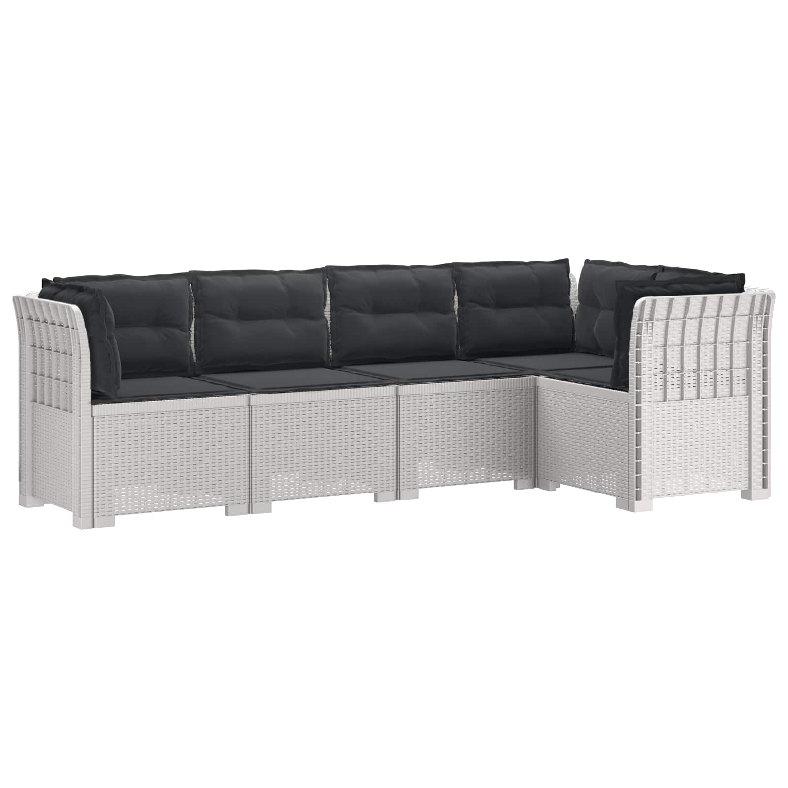 5-Zits Tuin Sofa met Kussens Rattan Look PP Wit is nu te koop bij PeponiXL, paradijselijk wonen!