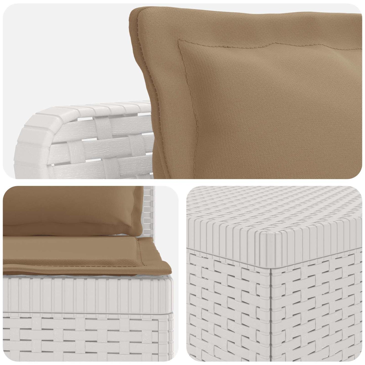 5-Zits Tuin Sofa met Kussens Rattan Look PP Wit is nu te koop bij PeponiXL, paradijselijk wonen!