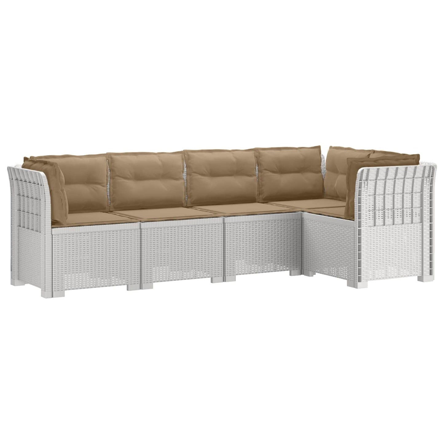 5-Zits Tuin Sofa met Kussens Rattan Look PP Wit is nu te koop bij PeponiXL, paradijselijk wonen!