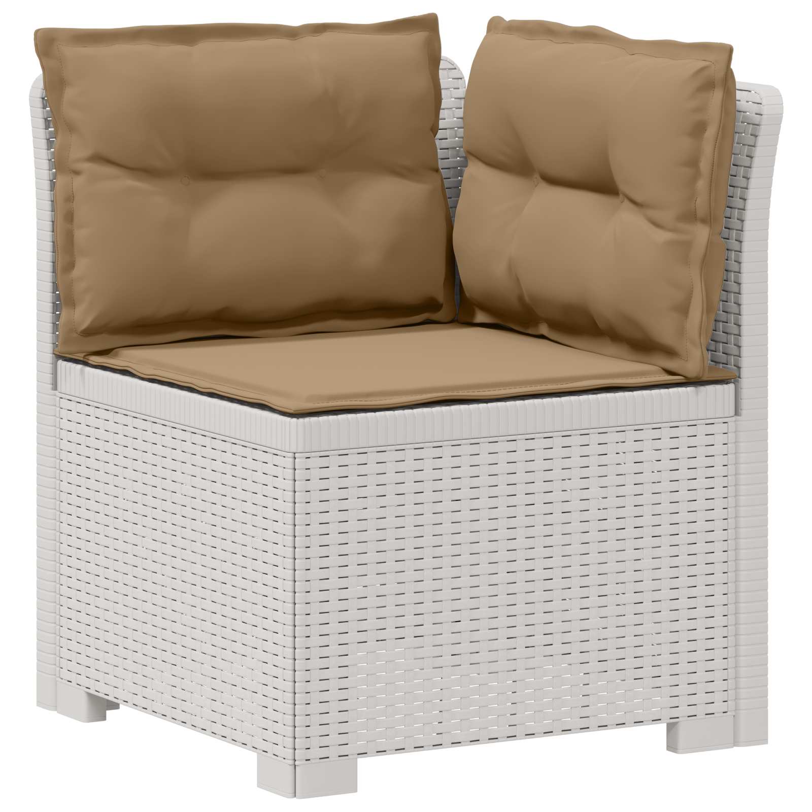5-Zits Tuin Sofa met Kussens Rattan Look PP Wit is nu te koop bij PeponiXL, paradijselijk wonen!