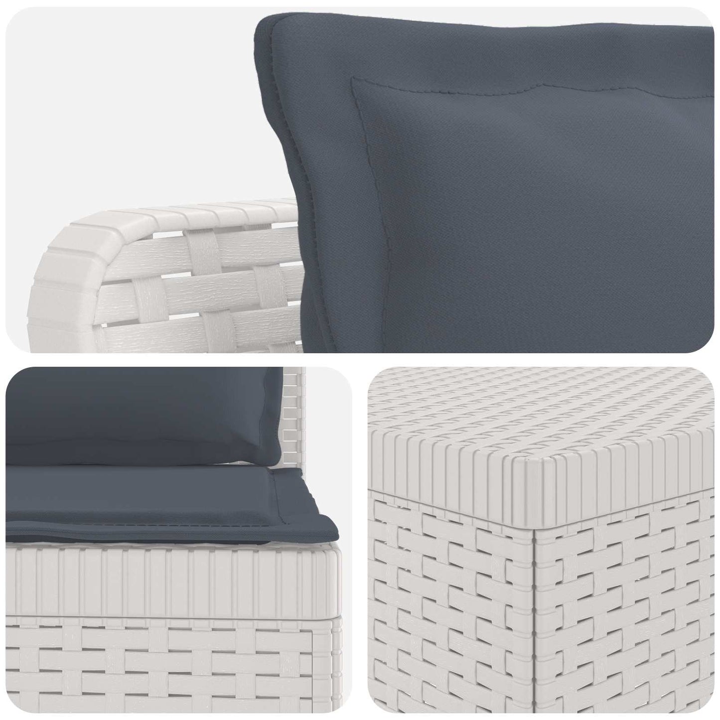 5-Zits Tuin Sofa met Kussens Rattan Look PP Wit is nu te koop bij PeponiXL, paradijselijk wonen!