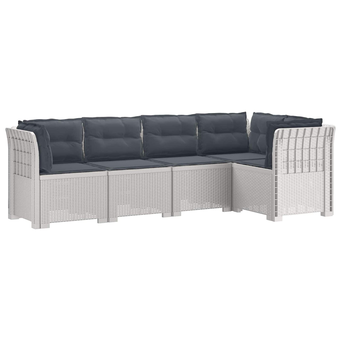 5-Zits Tuin Sofa met Kussens Rattan Look PP Wit is nu te koop bij PeponiXL, paradijselijk wonen!