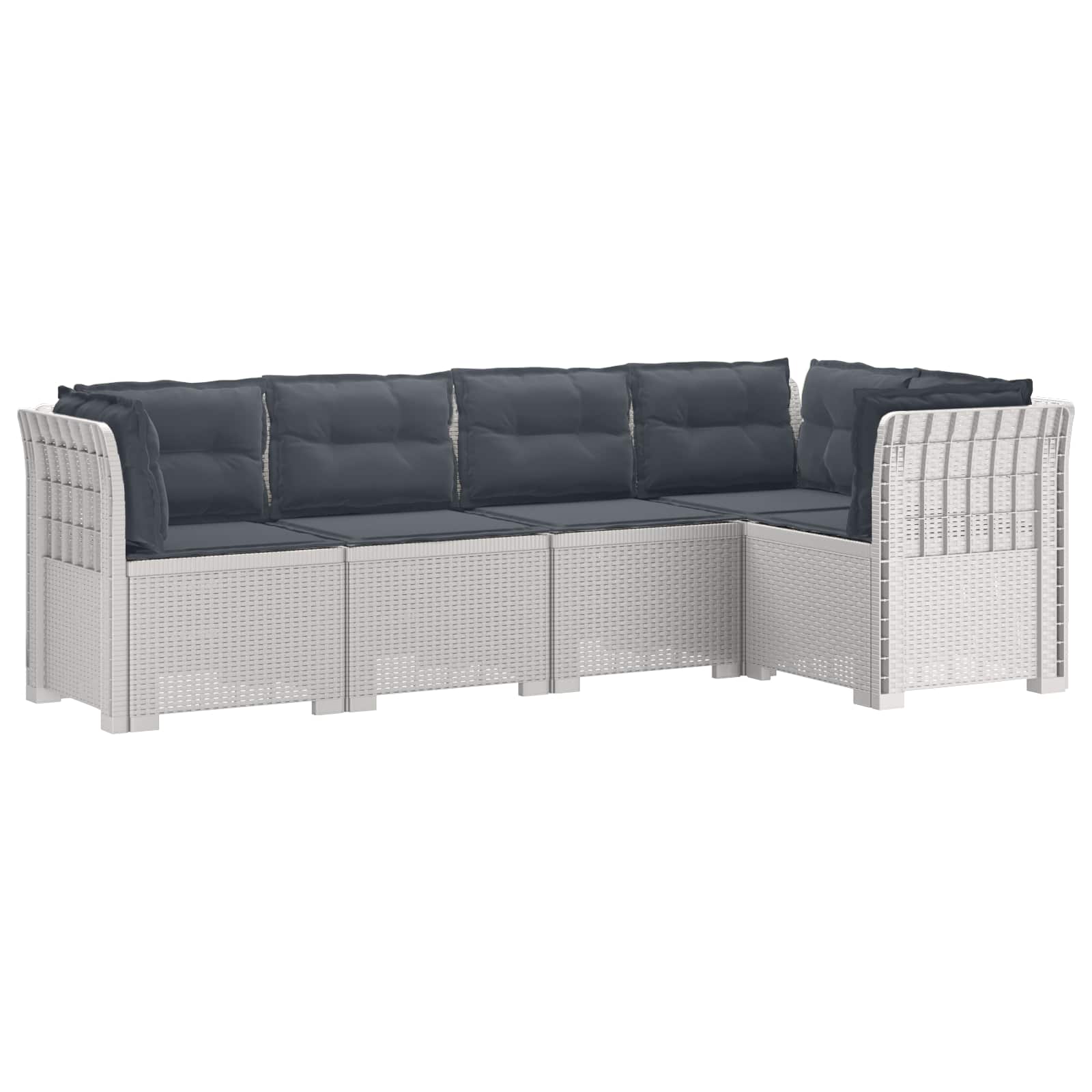 5-Zits Tuin Sofa met Kussens Rattan Look PP Wit is nu te koop bij PeponiXL, paradijselijk wonen!