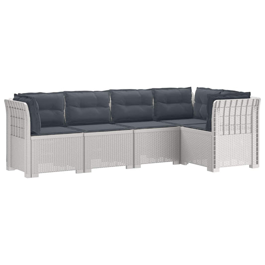 5-Zits Tuin Sofa met Kussens Rattan Look PP Wit is nu te koop bij PeponiXL, paradijselijk wonen!