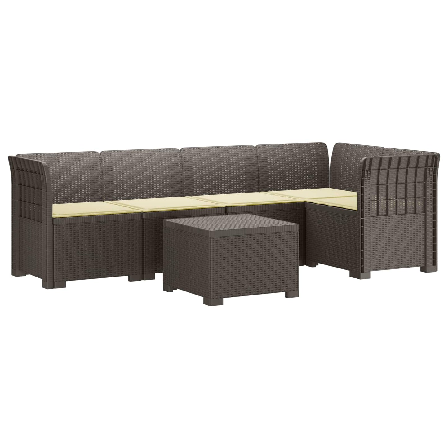 5-Zits Tuin Sofa met Kussens Rattan Look PP Lichtgrijs is nu te koop bij PeponiXL, paradijselijk wonen!