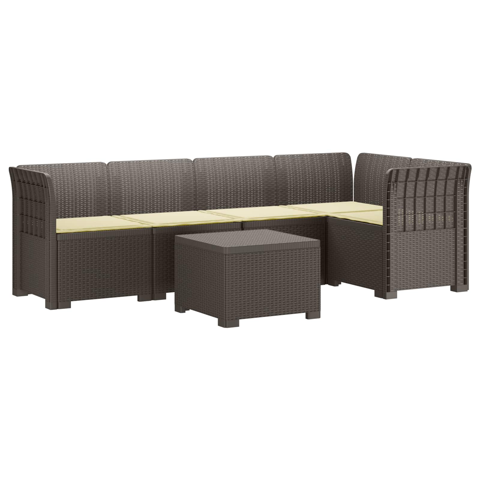 5-Zits Tuin Sofa met Kussens Rattan Look PP Lichtgrijs is nu te koop bij PeponiXL, paradijselijk wonen!