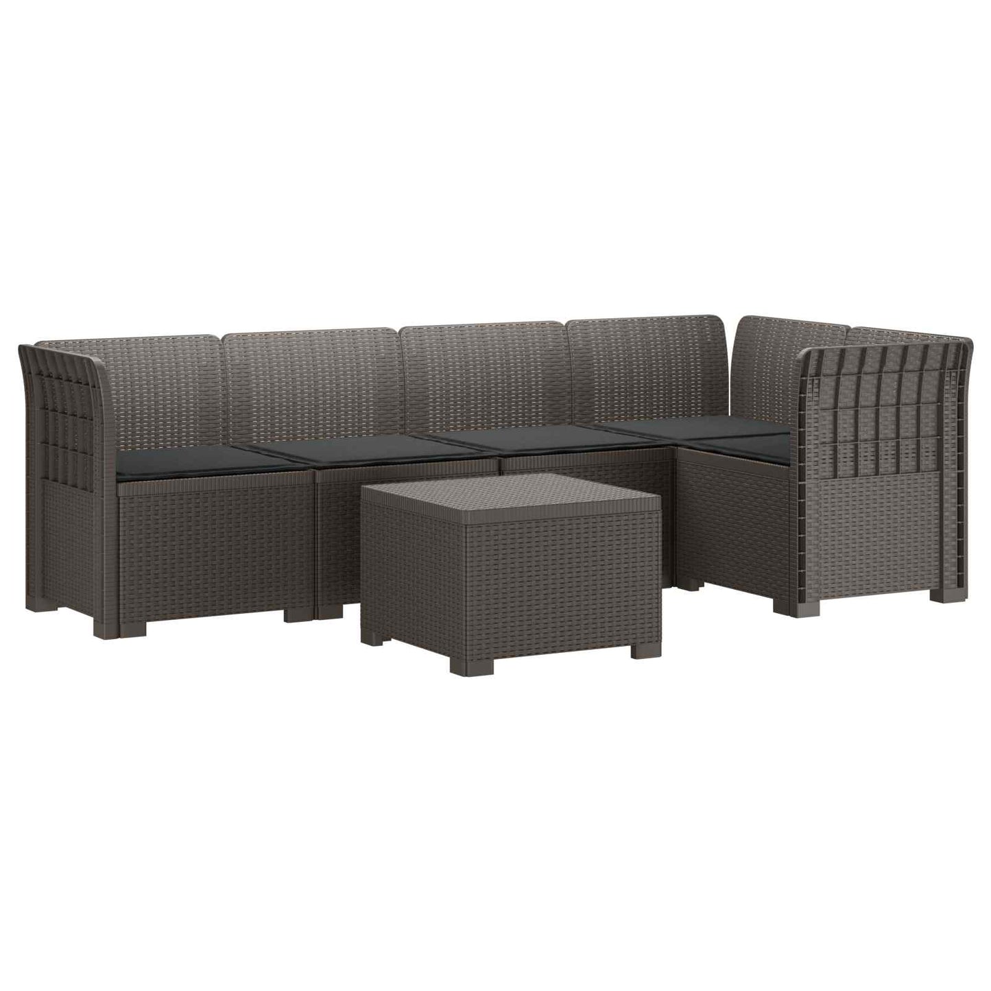 5-Zits Tuin Sofa met Kussens Rattan Look PP Lichtgrijs is nu te koop bij PeponiXL, paradijselijk wonen!