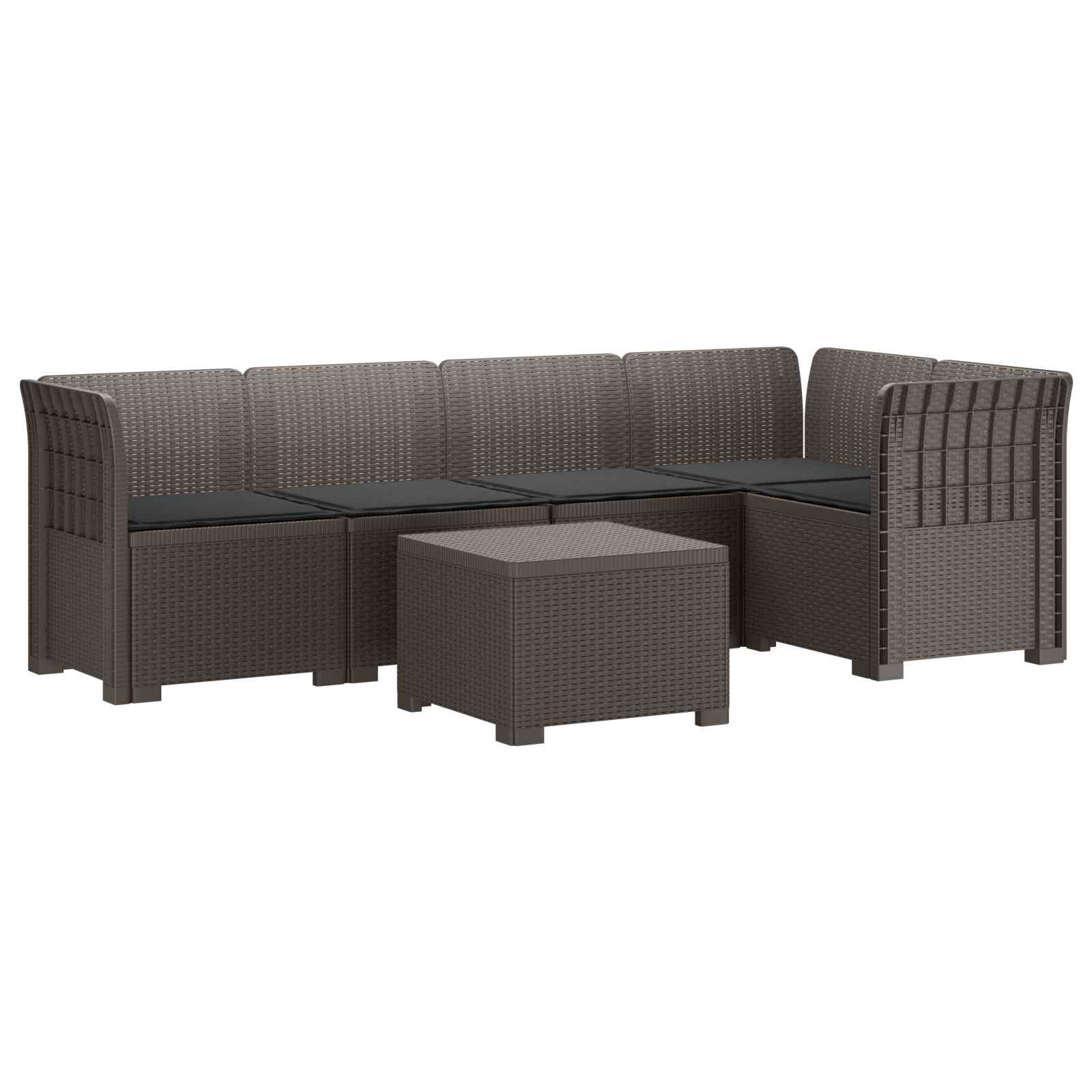 5-Zits Tuin Sofa met Kussens Rattan Look PP Lichtgrijs is nu te koop bij PeponiXL, paradijselijk wonen!