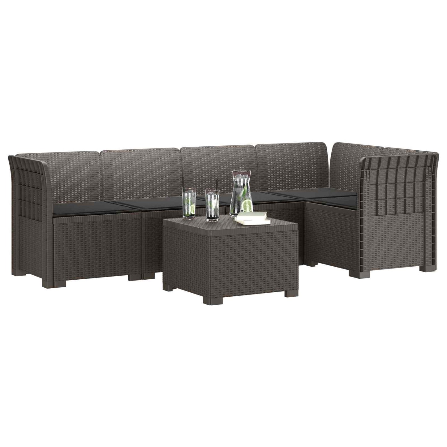 5-Zits Tuin Sofa met Kussens Rattan Look PP Lichtgrijs is nu te koop bij PeponiXL, paradijselijk wonen!