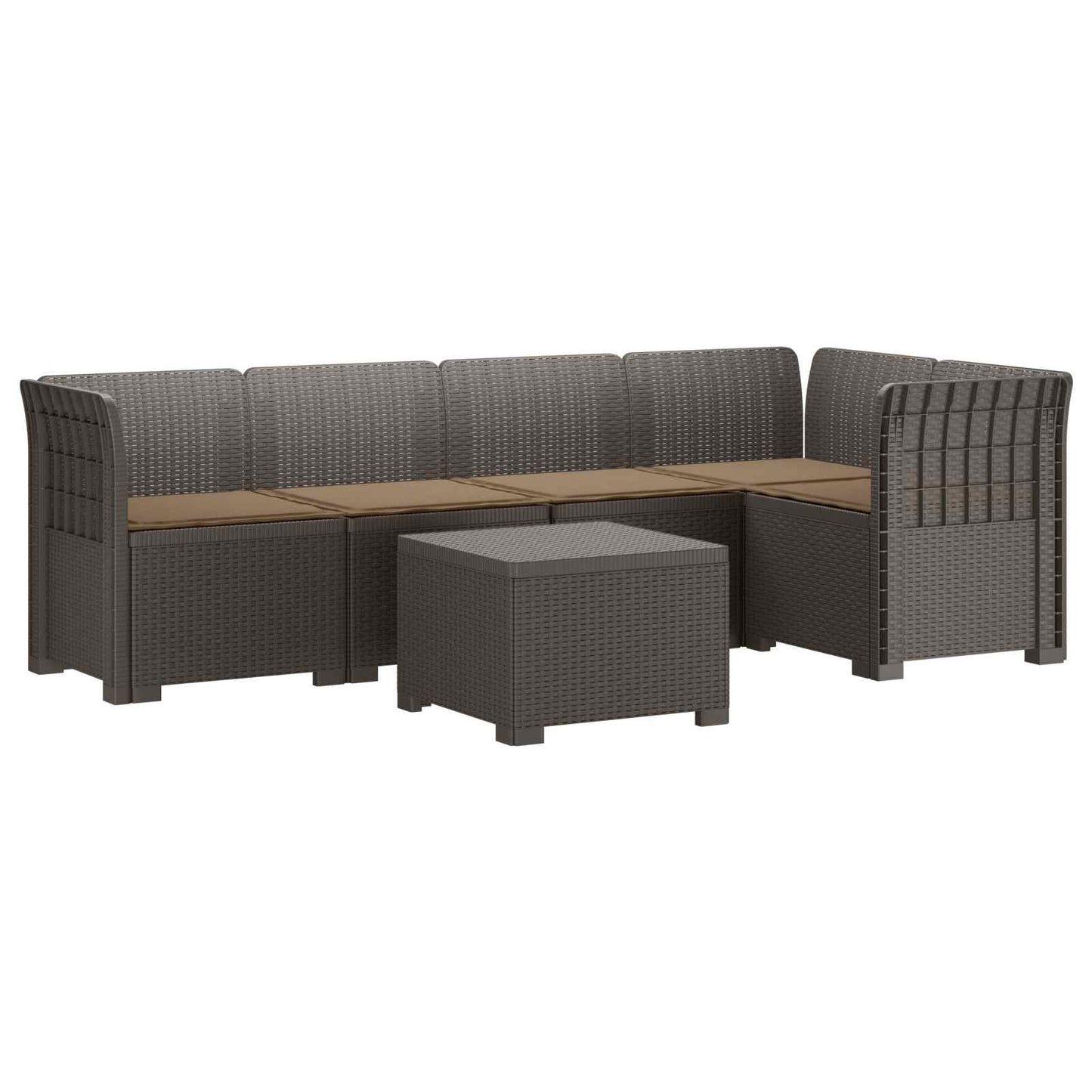 5-Zits Tuin Sofa met Kussens Rattan Look PP Lichtgrijs is nu te koop bij PeponiXL, paradijselijk wonen!