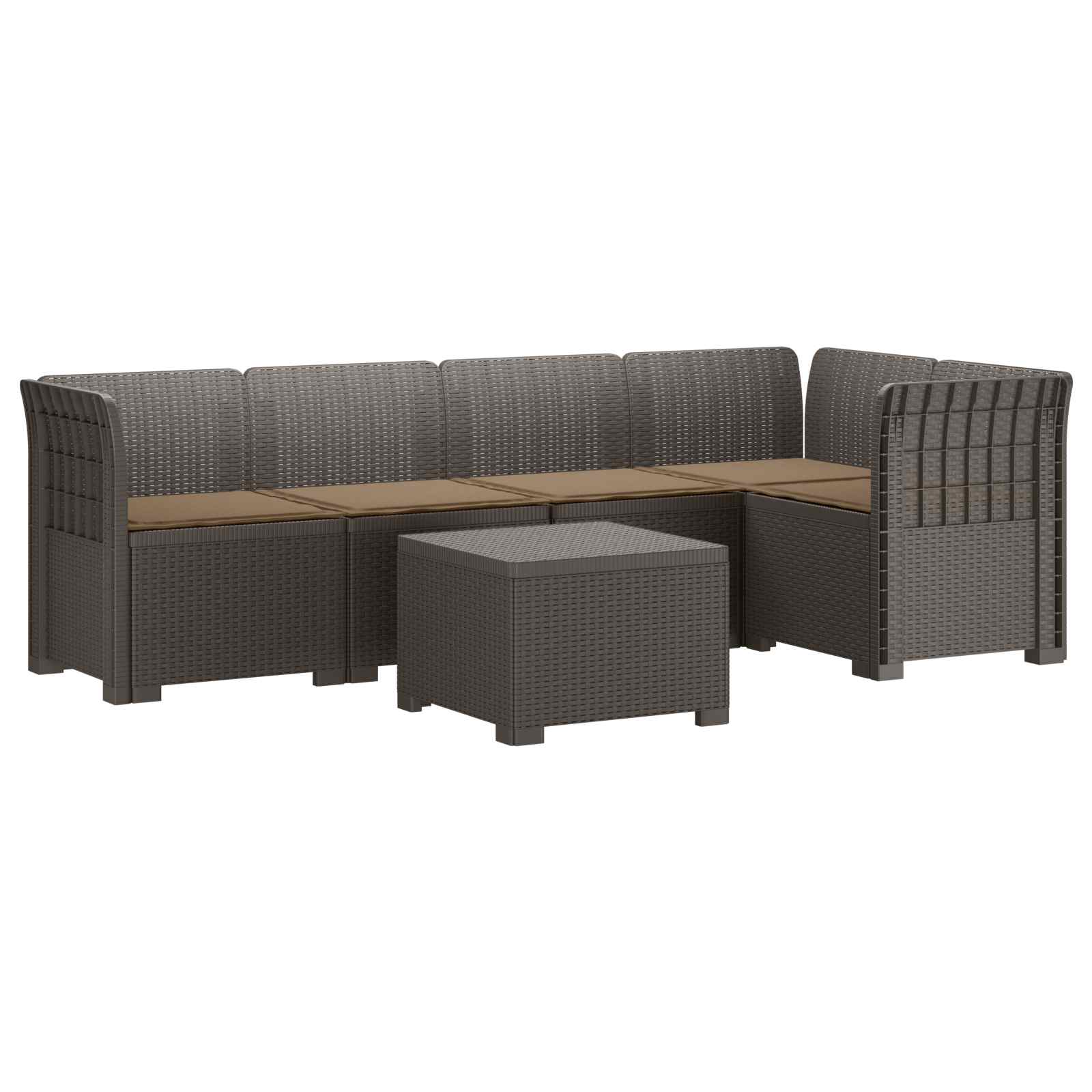 5-Zits Tuin Sofa met Kussens Rattan Look PP Lichtgrijs is nu te koop bij PeponiXL, paradijselijk wonen!