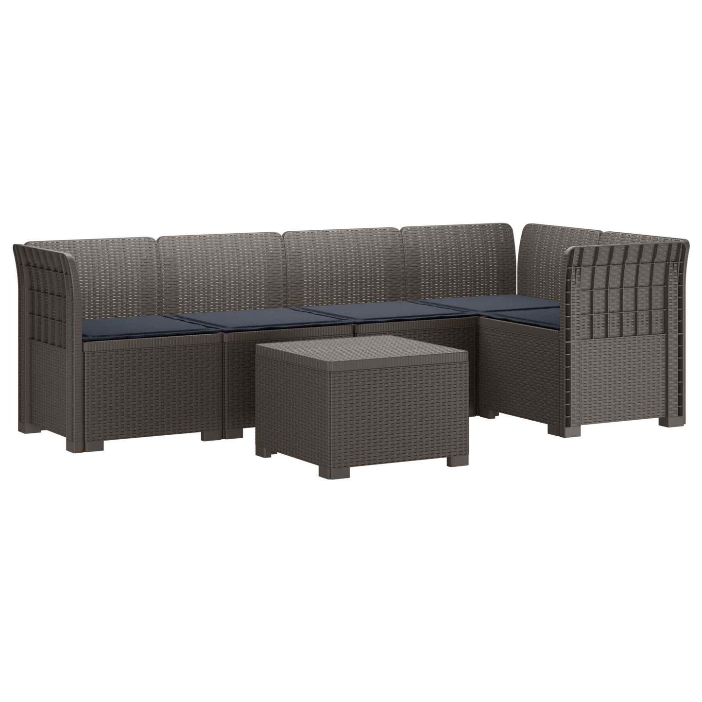 5-Zits Tuin Sofa met Kussens Rattan Look PP Lichtgrijs is nu te koop bij PeponiXL, paradijselijk wonen!