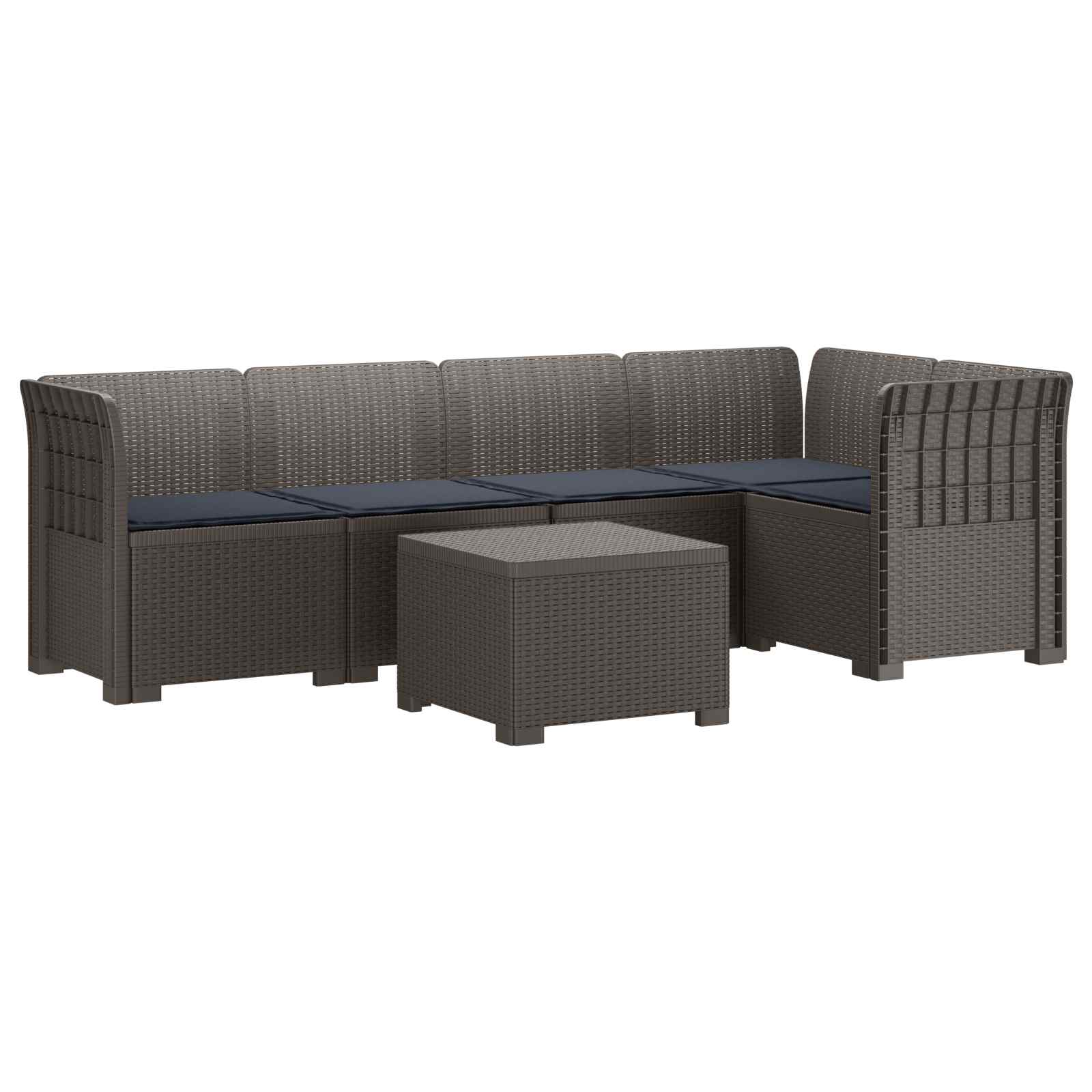 5-Zits Tuin Sofa met Kussens Rattan Look PP Lichtgrijs is nu te koop bij PeponiXL, paradijselijk wonen!