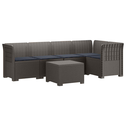 5-Zits Tuin Sofa met Kussens Rattan Look PP Lichtgrijs is nu te koop bij PeponiXL, paradijselijk wonen!