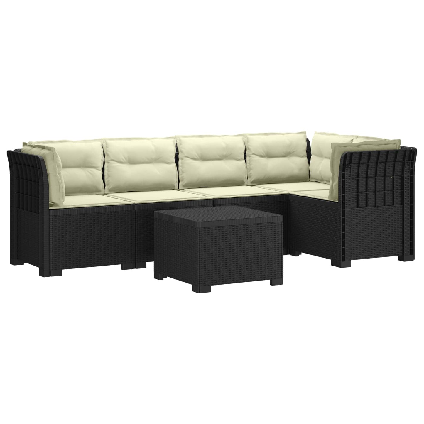 5-Zits Tuin Sofa met Kussens Rattan Look PP Antraciet is nu te koop bij PeponiXL, paradijselijk wonen!