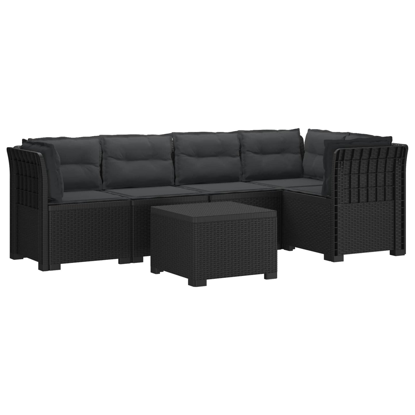 5-Zits Tuin Sofa met Kussens Rattan Look PP Antraciet is nu te koop bij PeponiXL, paradijselijk wonen!