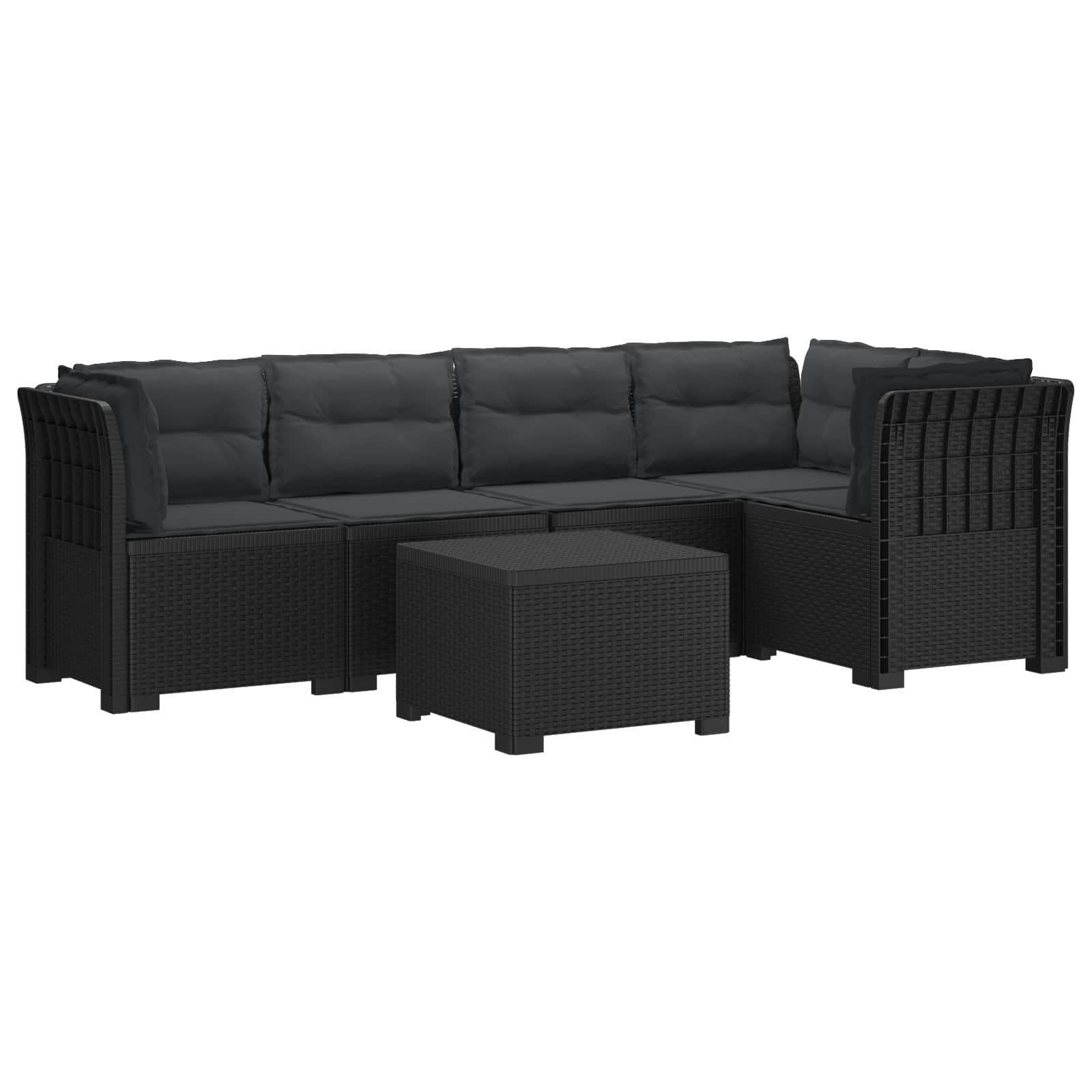 5-Zits Tuin Sofa met Kussens Rattan Look PP Antraciet is nu te koop bij PeponiXL, paradijselijk wonen!