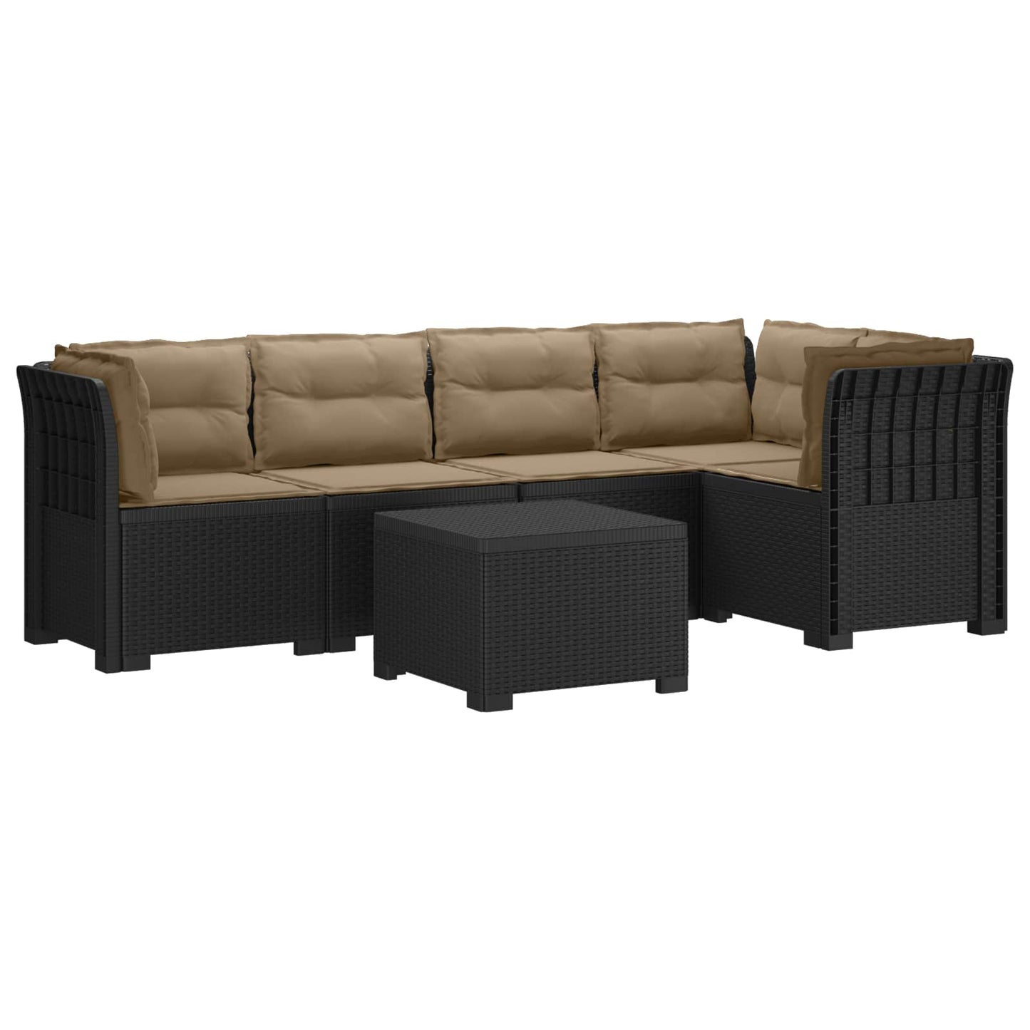 5-Zits Tuin Sofa met Kussens Rattan Look PP Antraciet is nu te koop bij PeponiXL, paradijselijk wonen!