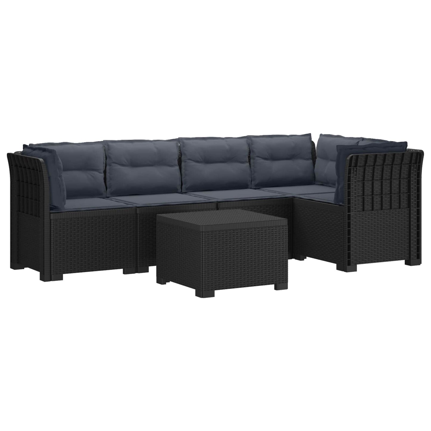 5-Zits Tuin Sofa met Kussens Rattan Look PP Antraciet is nu te koop bij PeponiXL, paradijselijk wonen!