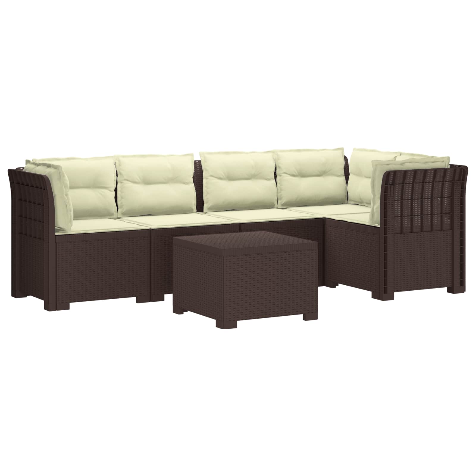 5-Zits Tuin Sofa met Kussens Rattan Look PP Bruin is nu te koop bij PeponiXL, paradijselijk wonen!