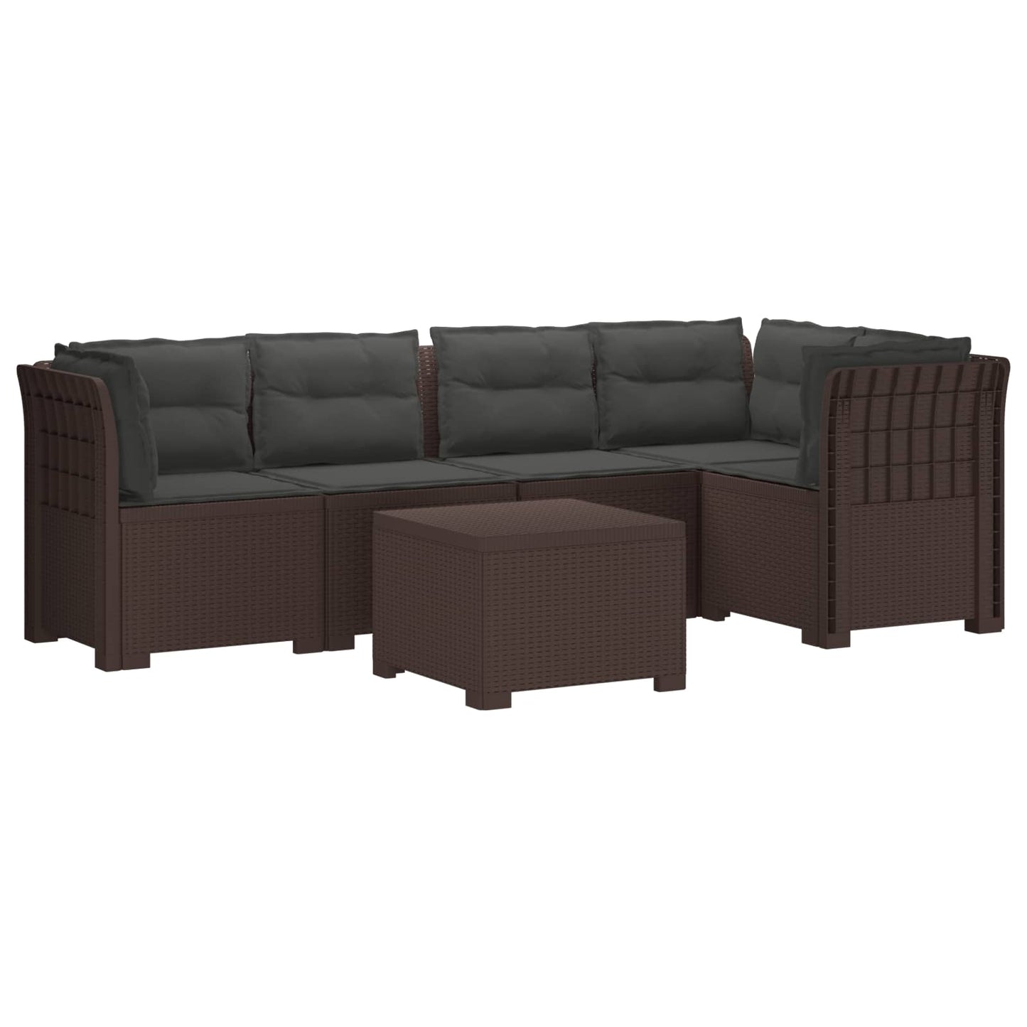 5-Zits Tuin Sofa met Kussens Rattan Look PP Bruin is nu te koop bij PeponiXL, paradijselijk wonen!