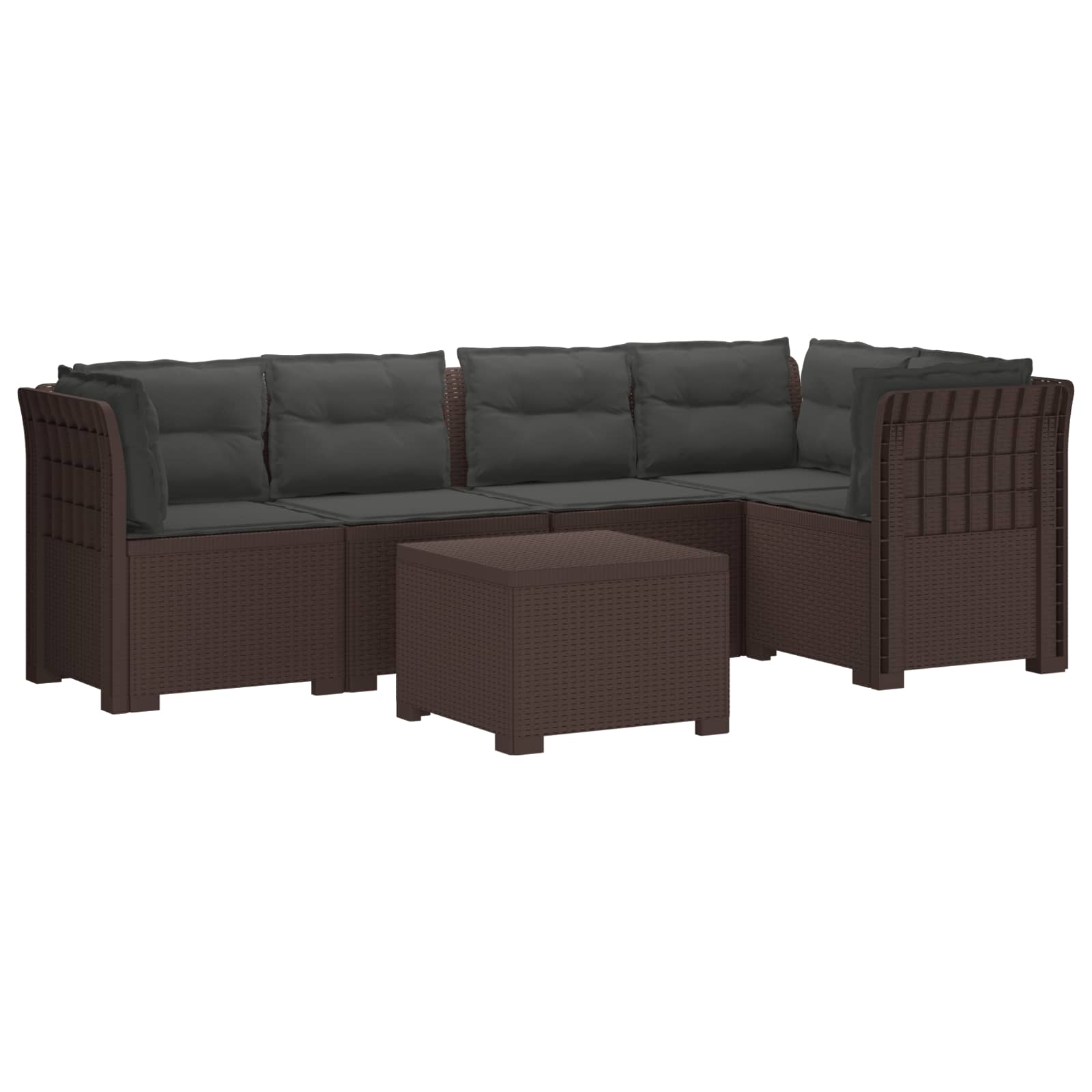 5-Zits Tuin Sofa met Kussens Rattan Look PP Bruin is nu te koop bij PeponiXL, paradijselijk wonen!