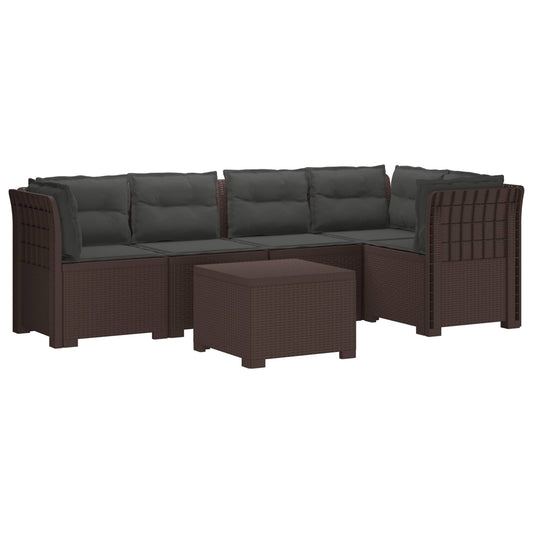 5-Zits Tuin Sofa met Kussens Rattan Look PP Bruin is nu te koop bij PeponiXL, paradijselijk wonen!