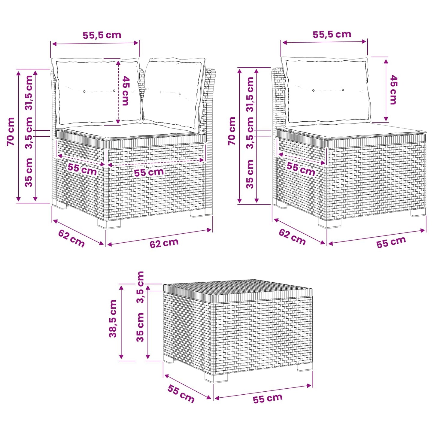 5-Zits Tuin Sofa met Kussens Rattan Look PP Bruin is nu te koop bij PeponiXL, paradijselijk wonen!